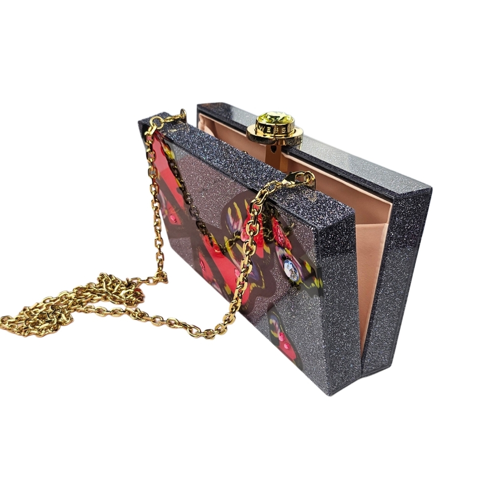 ❤️SPECIAL❤️SOPHIA WEBSTER Butterfly Clutch, Glittery Black & Crystals - Picture 2 of 10
